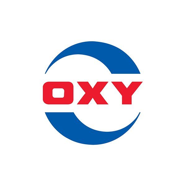 Un círculo azul y blanco con la palabra oxy en él.