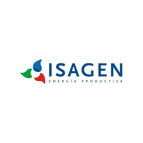 Un logo azul y rojo para Isagen Energia Productiva