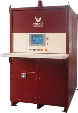 Una máquina roja y blanca con un monitor encima.