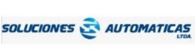 El logo azul y blanco de soluciones automáticas ltda.