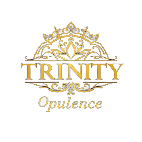 A gold logo featuring an ornate crown design above the text 