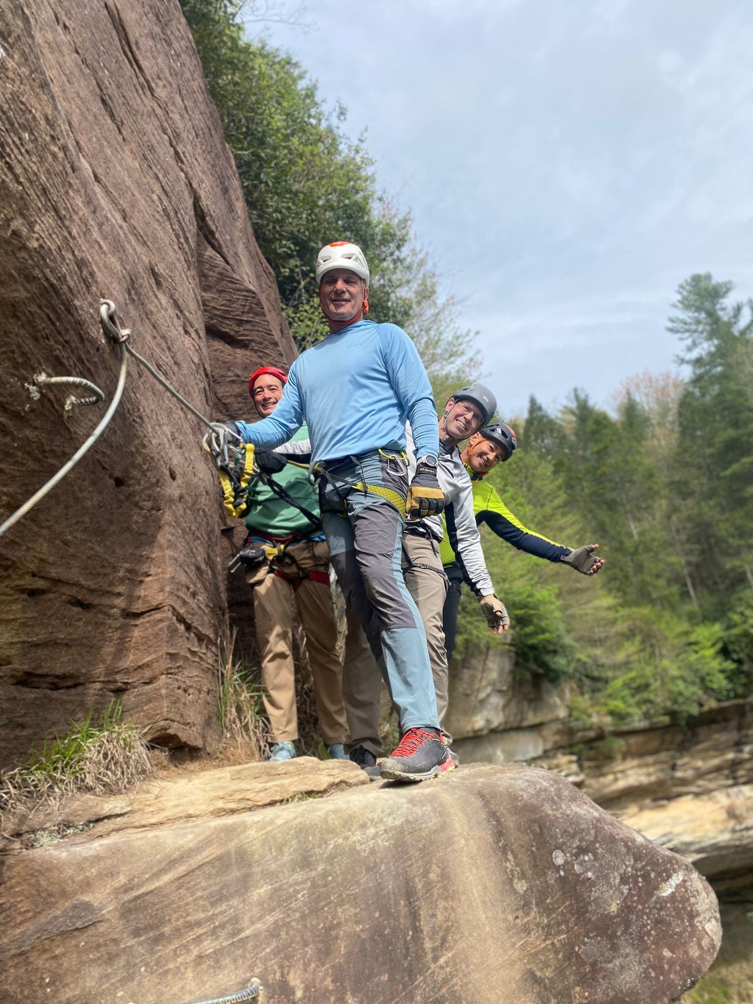 Team Building group on the Via Ferrata in the Red River Gorge