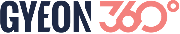 Gyeon 360° logo in dark blue and coral colors.