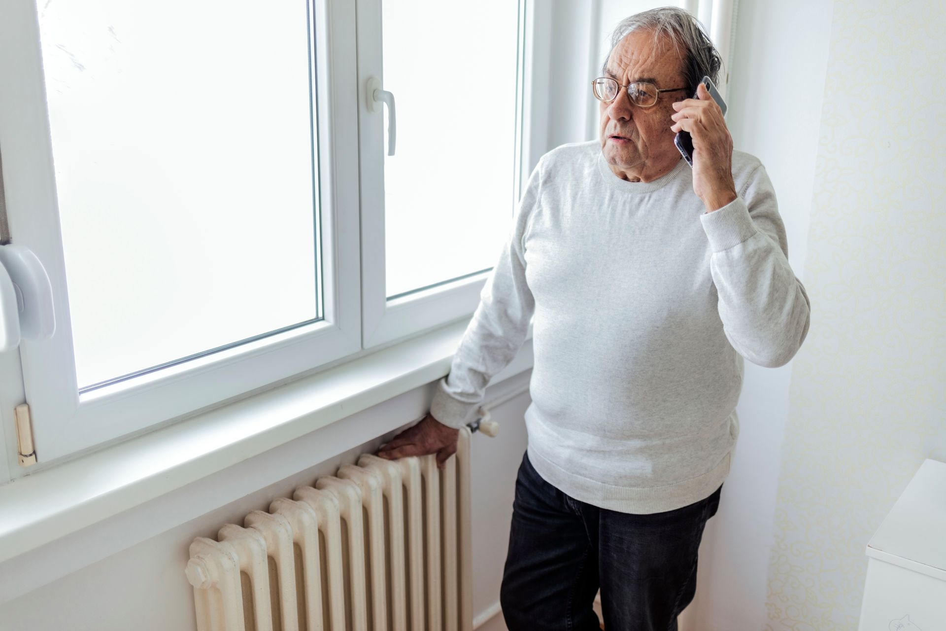 Cropped shot of an old men suffering cold at home.