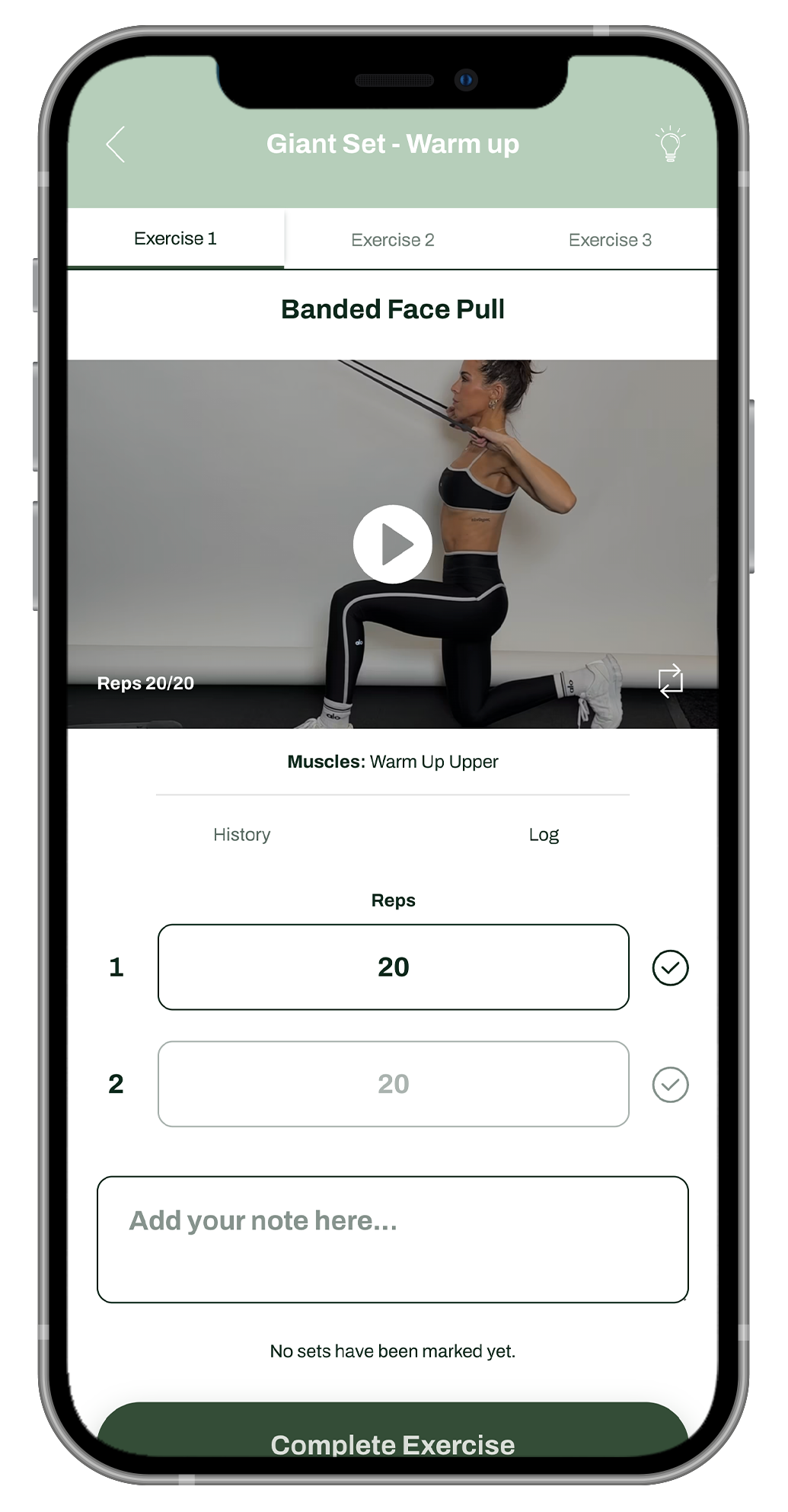 Stronger You App workout program screen