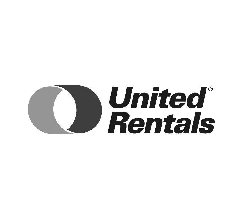 The logo for united rentals is black and white.