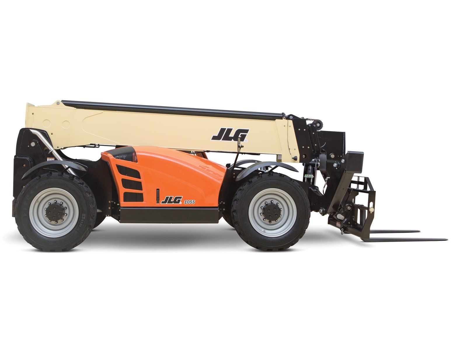 A jlg telescopic forklift is shown on a white background.