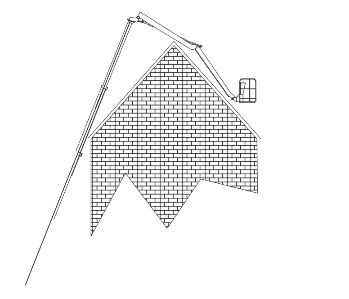 A black and white drawing of a brick wall with a ladder attached to it