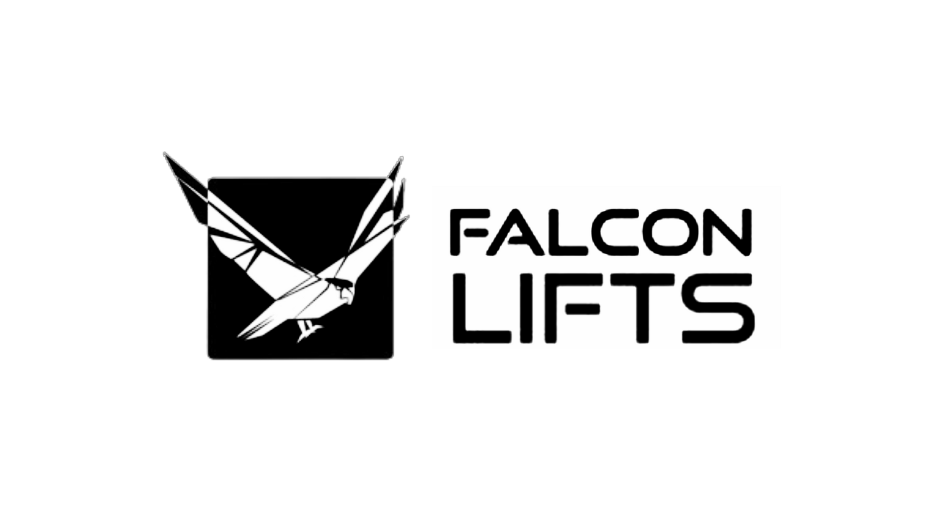 Black Falcon Lifts logo, representing innovative compact lift solutions for high-reach access