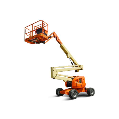 Articulating boom lifts, designed for high-reach tasks with adjustable arms for improved maneuverability in tight spaces