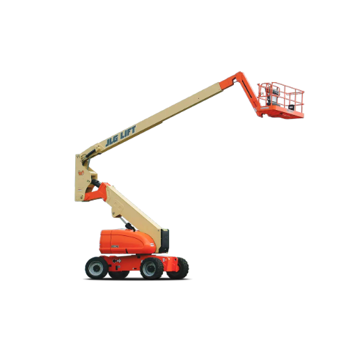 JLG 800AJ 80 ft. articulating boom lift, offering high-reach access and versatile mobility for a range of outdoor tasks