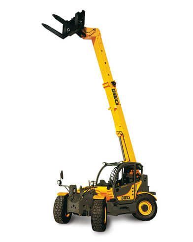 Dieci Samson 75.10 telehandler for rent 16,000 lb lifting capacity 31.2 ft reach, with heavy-duty tires and extendable boom