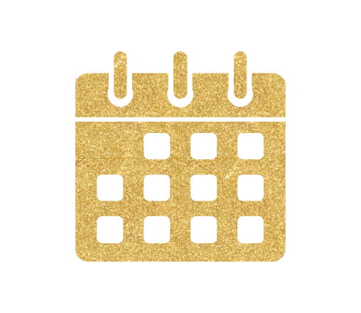 a gold calendar icon on a white background .