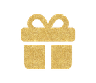 a gold gift box with a bow on a white background .
