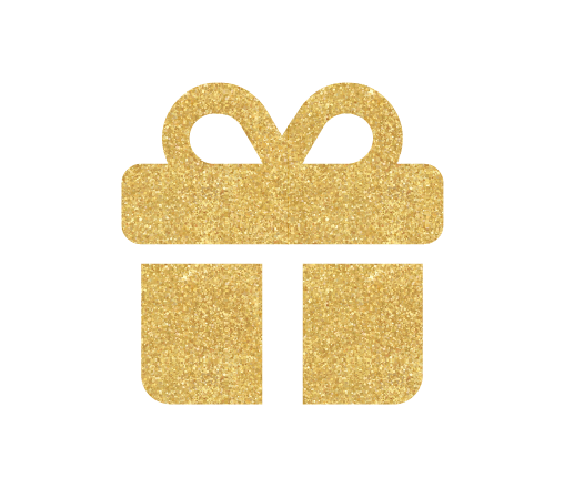 a gold gift box with a bow on a white background .