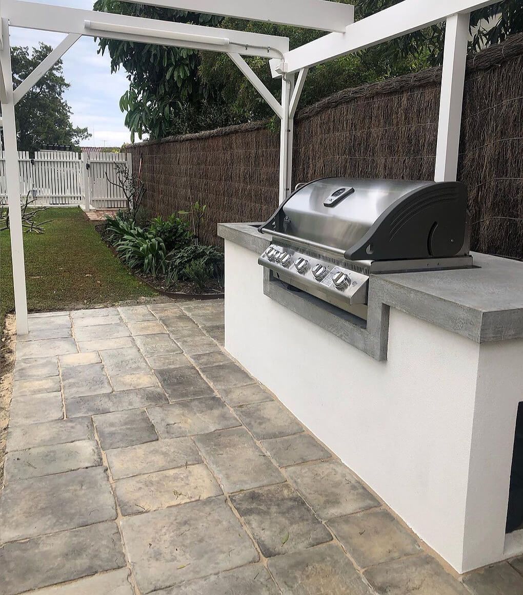 rendered brick bbq fireplace