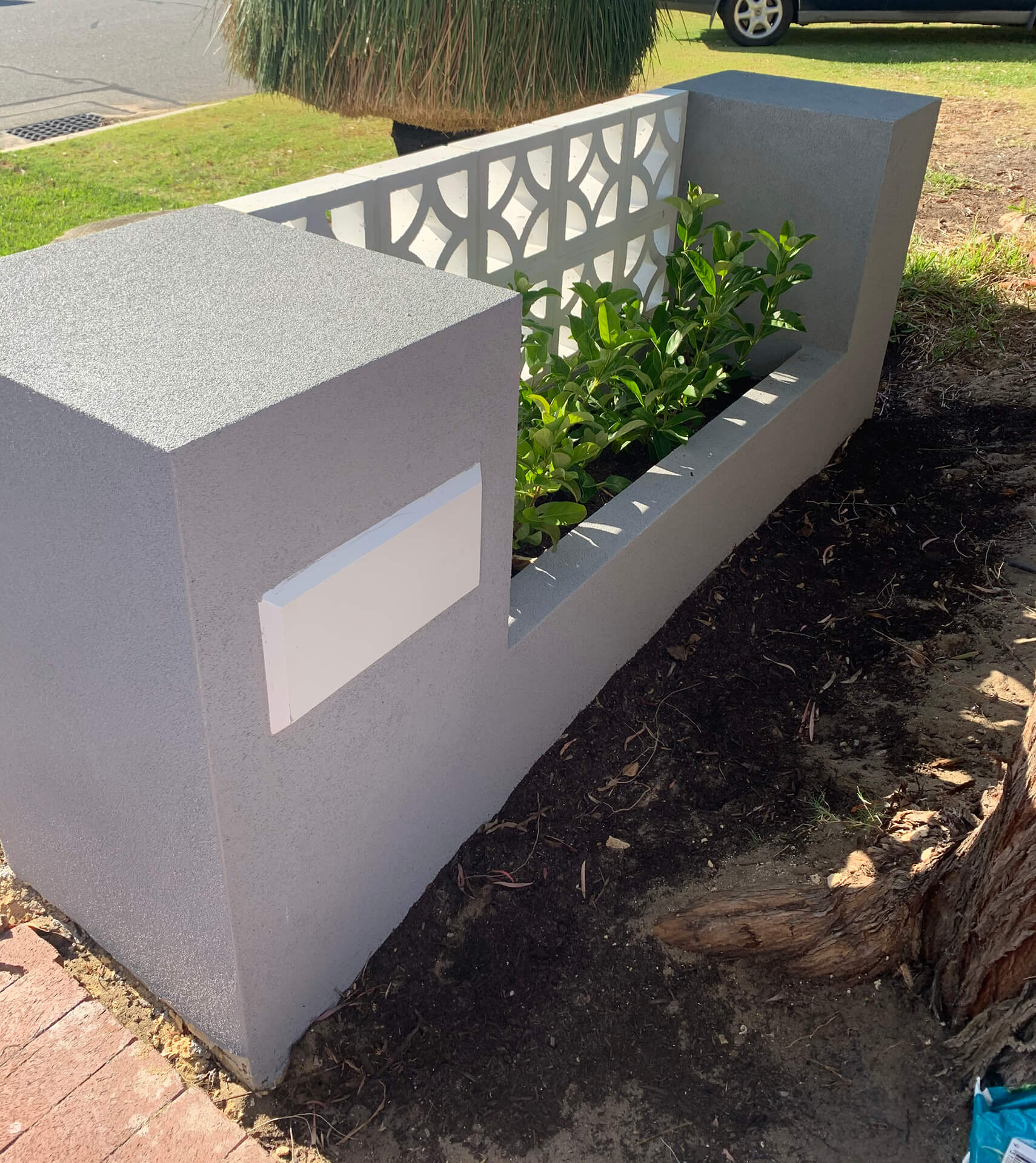 brick planter box and letterbox combo