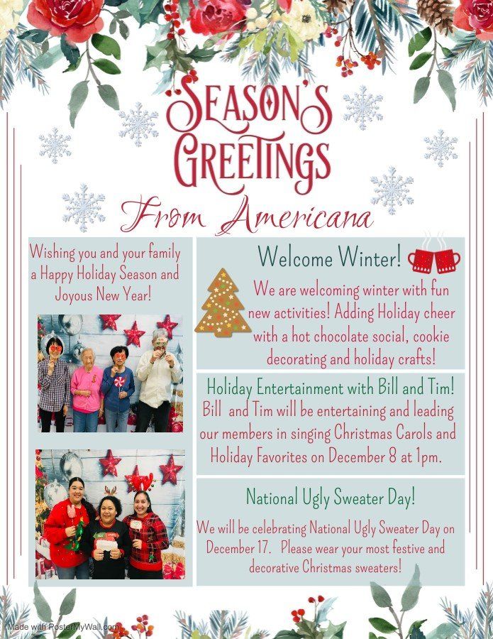 December Newsletter — Tustin, CA — Americana Senior Care