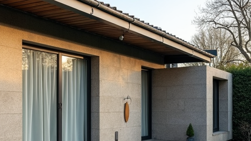 Una casa con molte finestre e un tetto