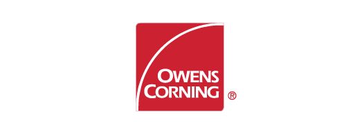 The red square Owens Corning logo with white text and a white curved graphic line.