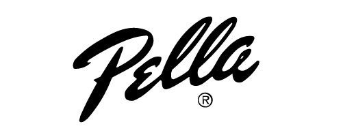 Black Pella logo with a registered trademark symbol on a white background.