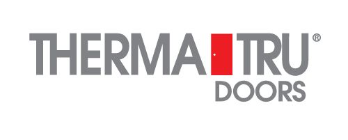 The Therma-Tru Doors logo, featuring grey text with a red rectangular door icon replacing the letter 'I'.