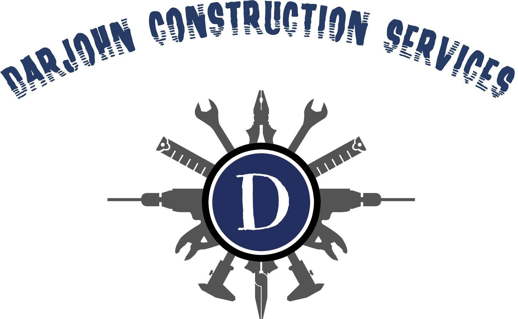 Logo for Darjohn Construction Services: a compass rose of tools with a central "D" in a blue circle.