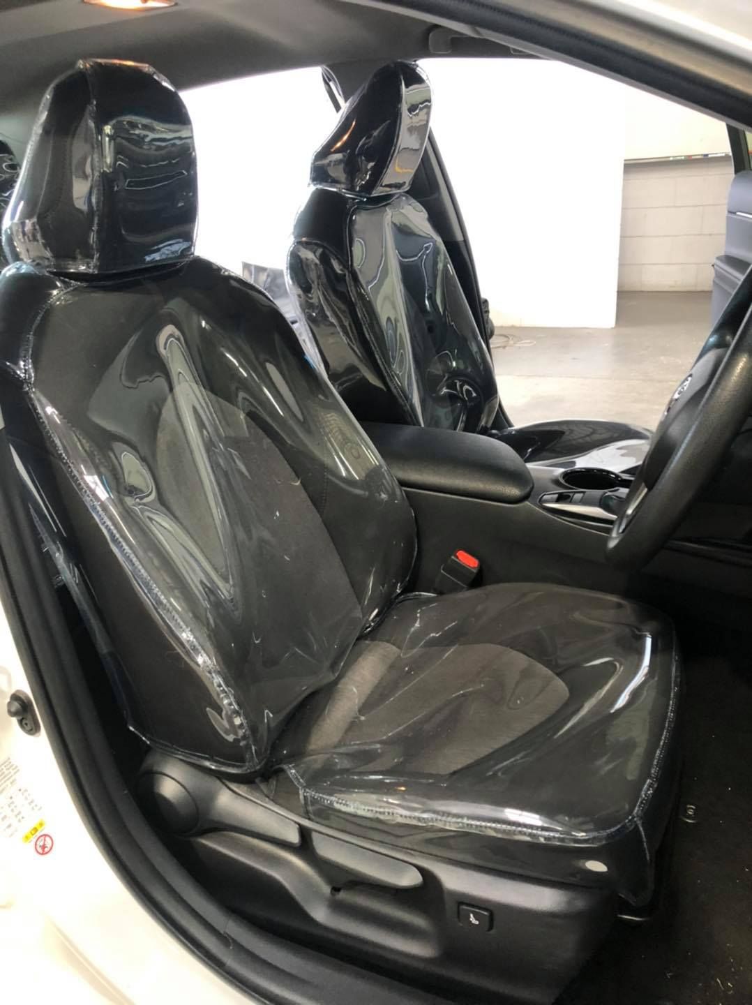 Clear Plastic Seat Covers Of A Car — Cairns Vinyl & Canvas in Bungalow, QLD