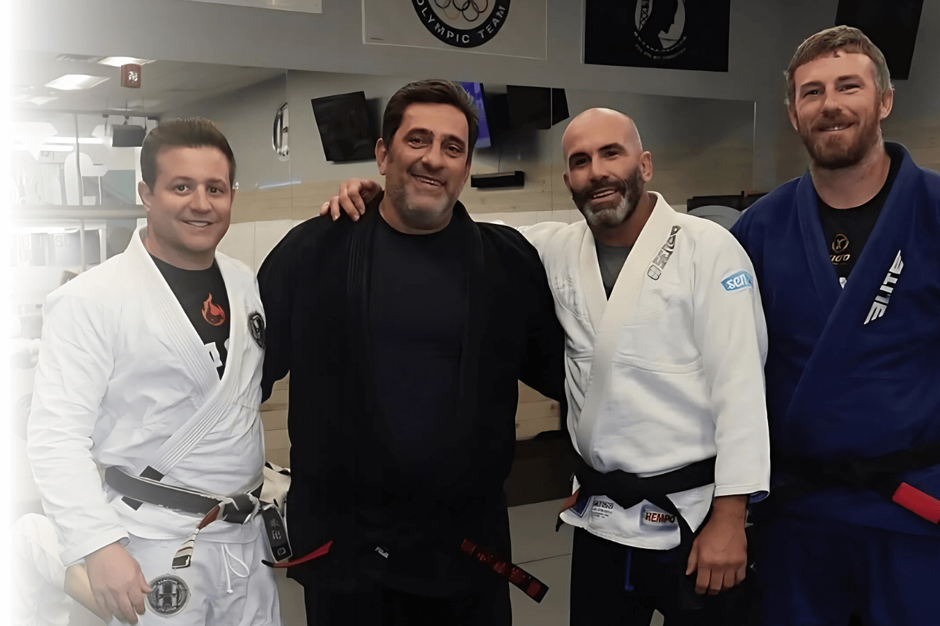 Seniors practicing controlled jiu jitsu drills at Hamptons Jiu-Jitsu in Southampton, NY to improve mobility.