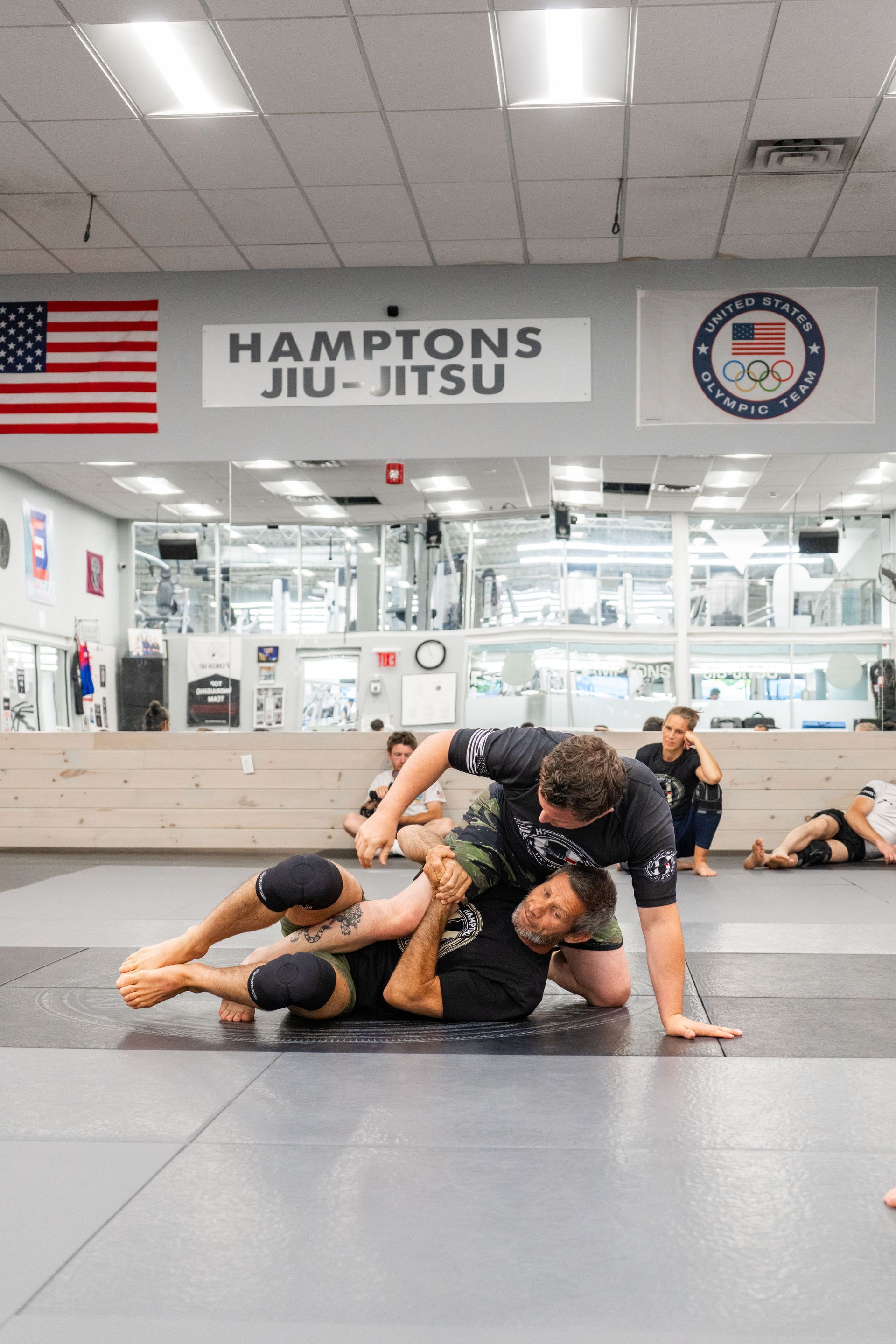 Beginners drilling jiu jitsu fundamentals at Hamptons Jiu-Jitsu in Southampton, NY for fitness and self-defense.