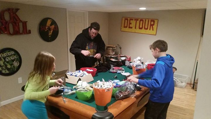 Assembling Snuggle Sacks for Homeless