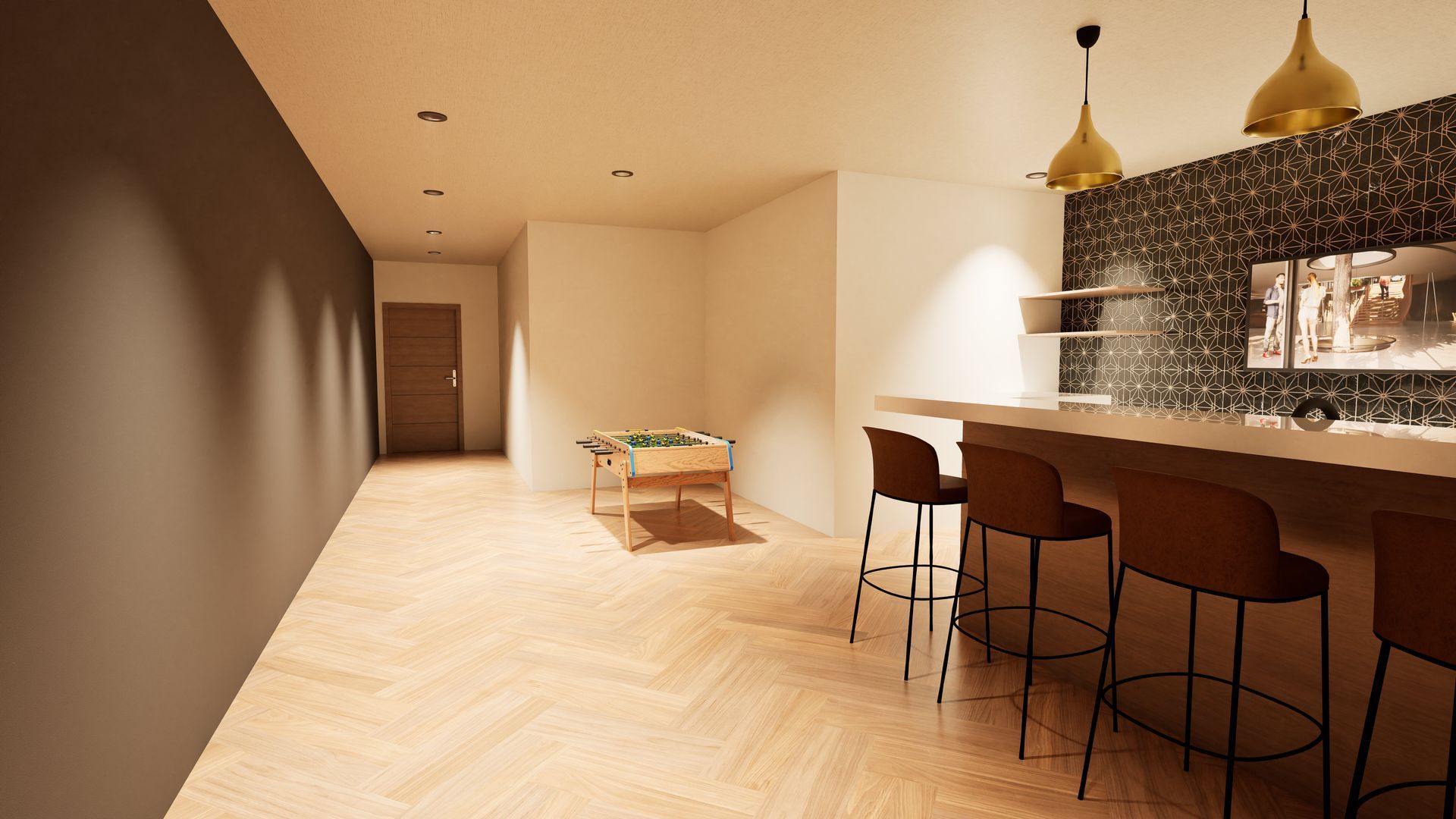 Lower level kitchen and bar