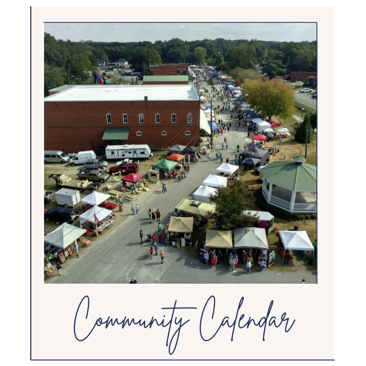 An aerial view of a community calendar