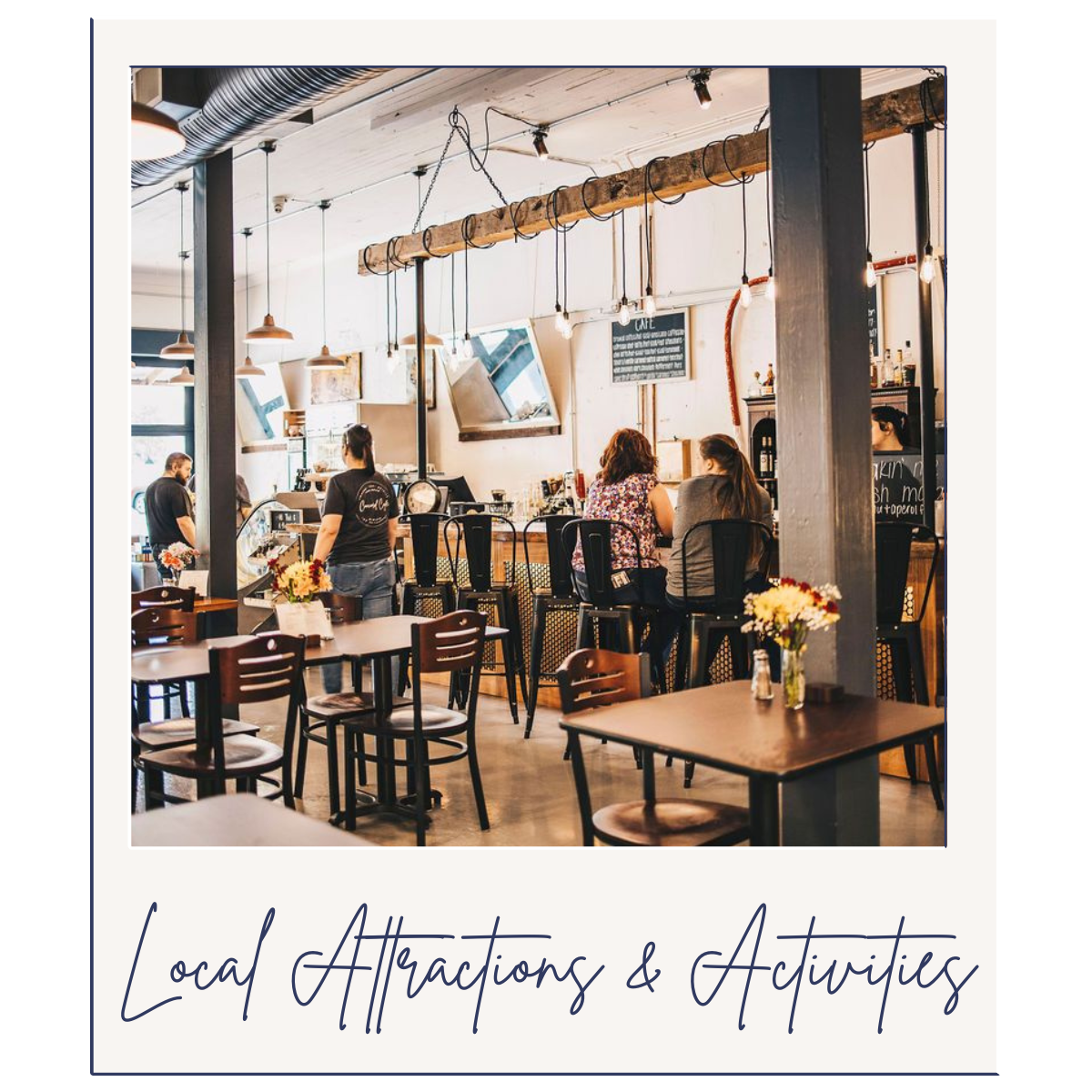 A group of people are sitting at tables in a restaurant.