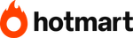Um logotipo para hotmart com uma chama no meio.