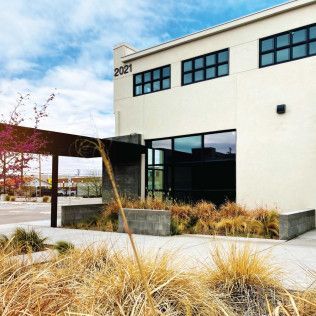 A white building with the number 2021 on it