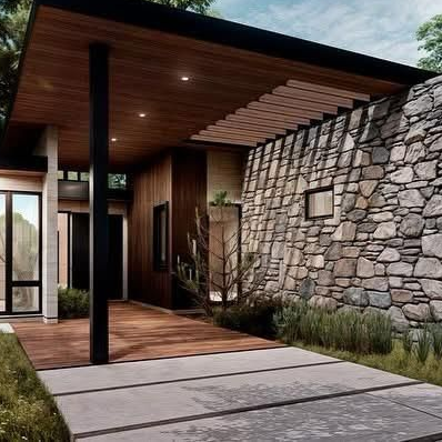 A walkway leading to a house in the desert