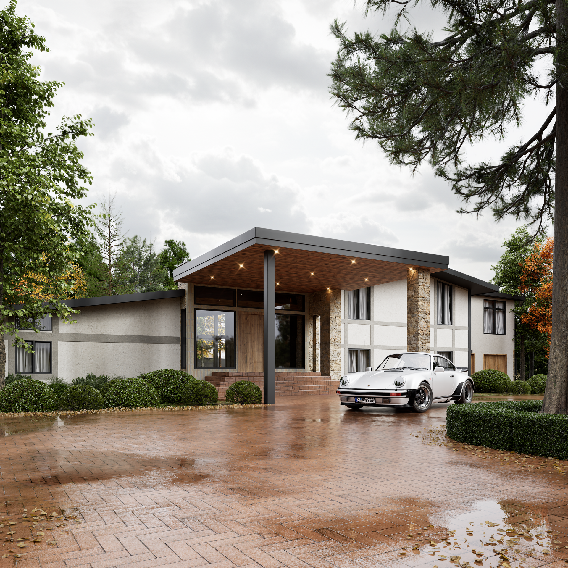 A walkway leading to a house in the desert