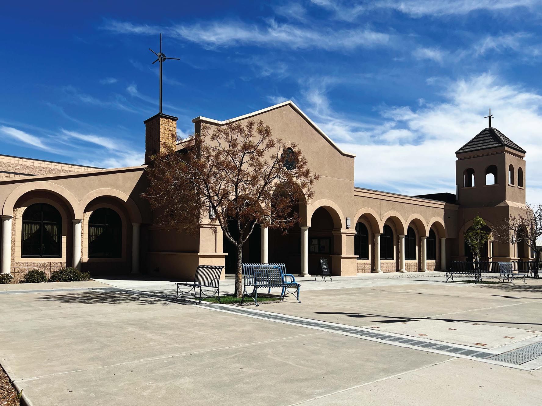A church with a cross on top of it
