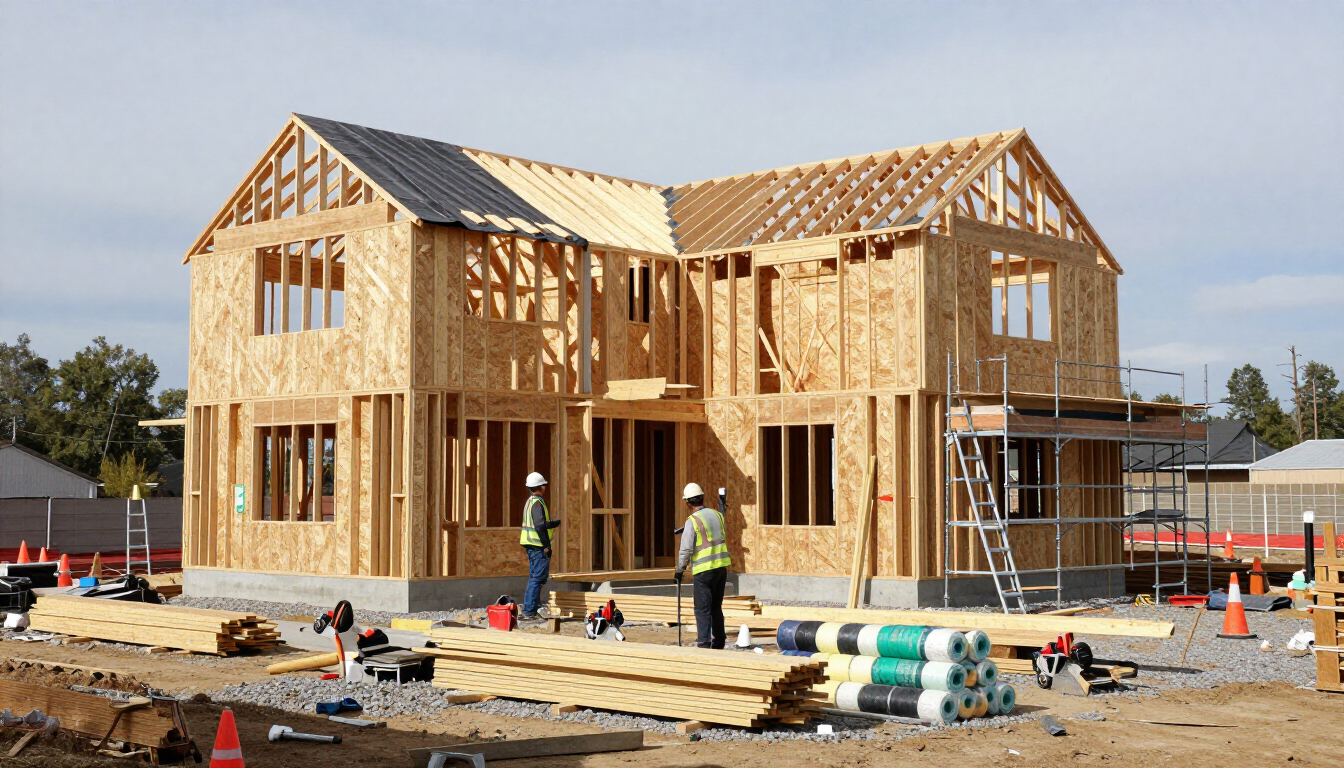 Professional contractor reviewing plans