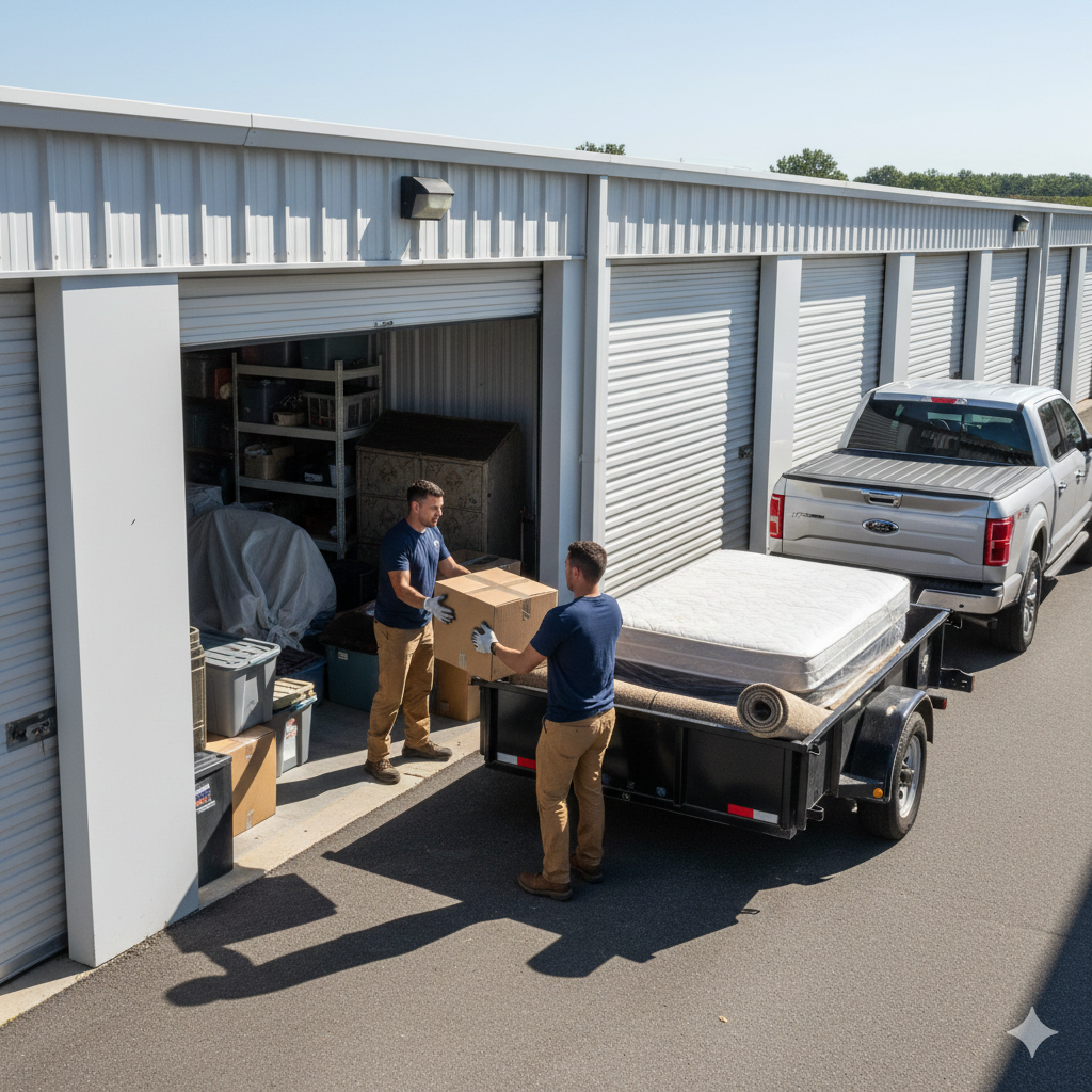 Storage clean out by a junk removal crew in South Carolina