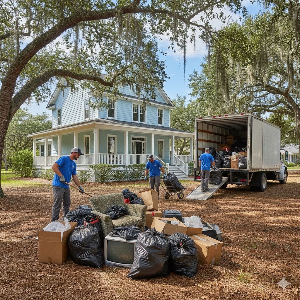 Storage clean out by a junk removal crew in South Carolina