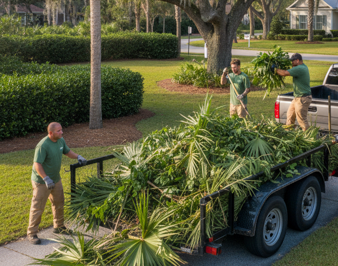 Crew removes yard waste and junk in Beaufort County South Carolina