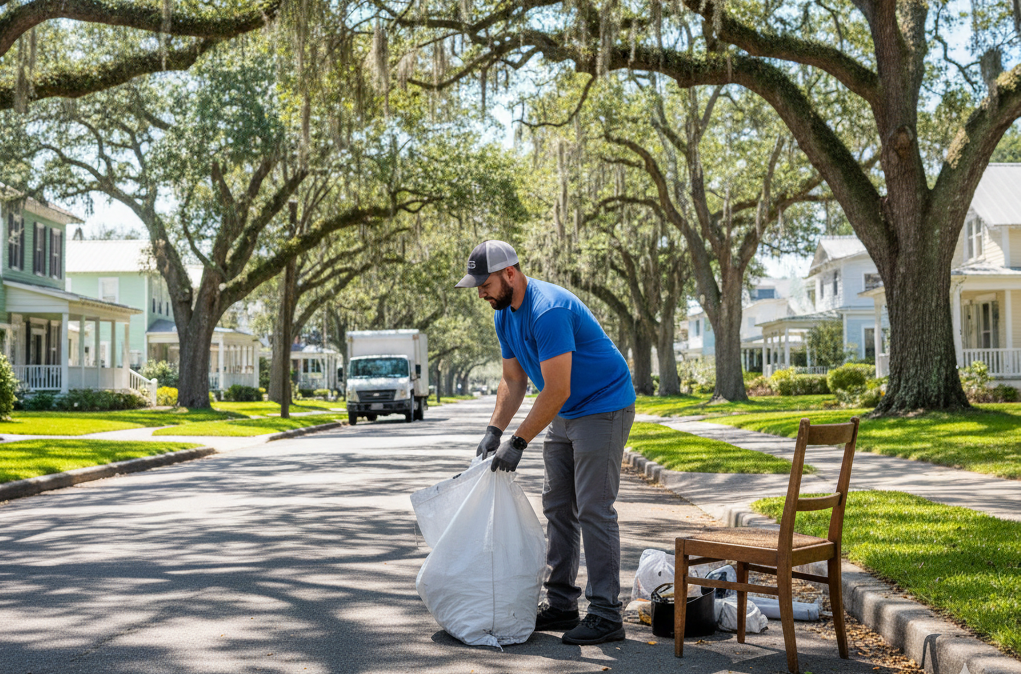 Removing chair from street, Beaufort County
