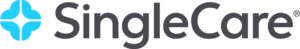 SingleCare logo, featuring a bright blue, four-pointed abstract cross icon next to the brand name in dark grey text.
