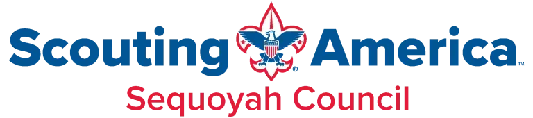 Logo for Scouting America, Sequoyah Council, featuring the organization's blue and red emblem.