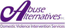Logo for Abuse Alternatives Inc., featuring purple text reading 