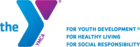 The YMCA logo featuring a blue and purple stylized Y next to the text: For Youth Development, For Healthy Living.