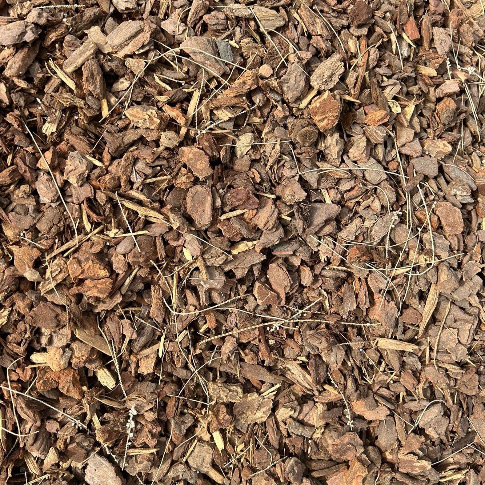 A close up of a pile of wood chips.