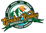 The logo for golden valley materials inc tracy ca